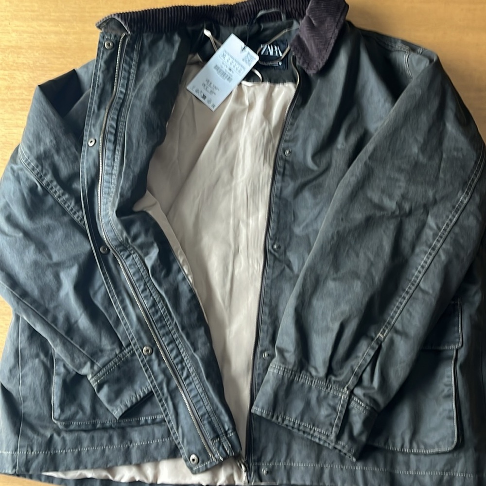 Zara Corduroy Collar Wax Jacket - Picture 8 of 10